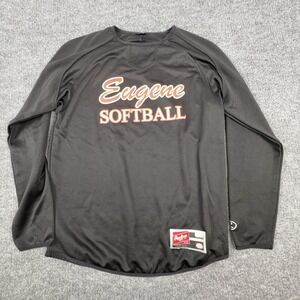 Rawlings Shirt Mens Small Black Eugene Softball Long Sleeve Jersey Top Athletic